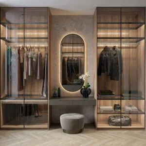 Luxura Glass Wardrobe-with-Integrated-Vanity-UAE